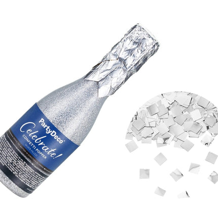 Zilveren Confetti Kanon Champagne 20,5cm van Partydeco koop je bij Partywinkel