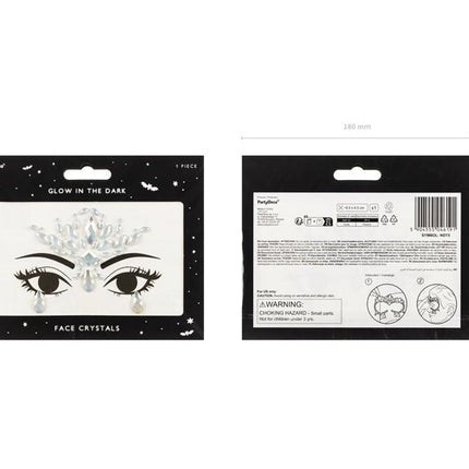Zilveren Gezicht Stickers Glow In The Dark 9,5cm - Partywinkel - 5904555046191