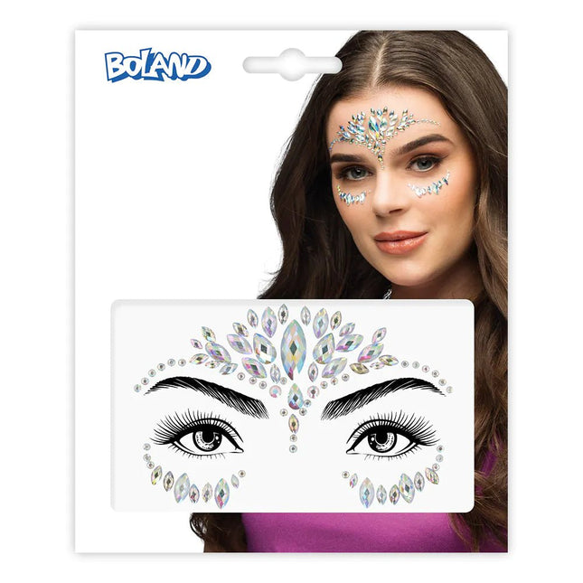 Zilveren Gezicht Stickers Olivia - Partywinkel - 8712026453044