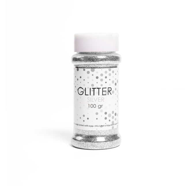 Zilveren Glitters 100gr van WeFiesta koop je bij Partywinkel