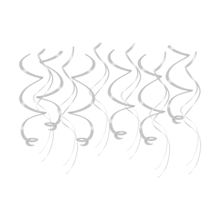 Zilveren Hangdecoratie Swirls 12st van Paper Dreams koop je bij Partywinkel