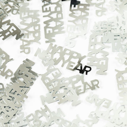 Zilveren Happy New Year Tafelconfetti 14g van WeFiesta koop je bij Partywinkel