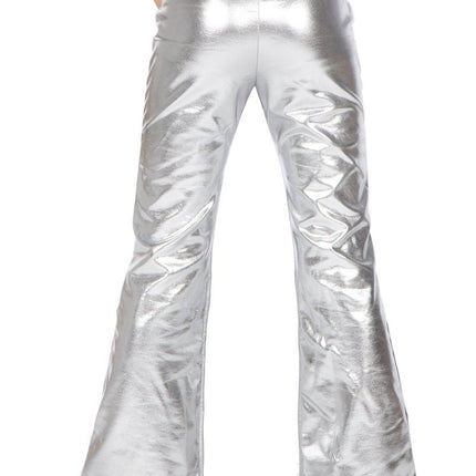 Zilveren Legging Kind Flared Metallic van Wilbers & Wilbers koop je bij Partywinkel