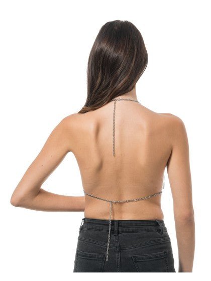 Zilveren Metallic Haltertop One Size van CHAKS koop je bij Partywinkel
