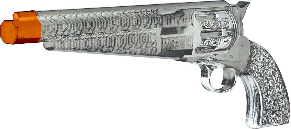 Zilveren Nep Pistool Lang 30cm van Fiestas Guirca koop je bij Partywinkel