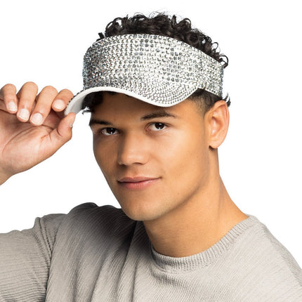 Zilveren Zonneklep Met Steentjes van Boland koop je bij Partywinkel