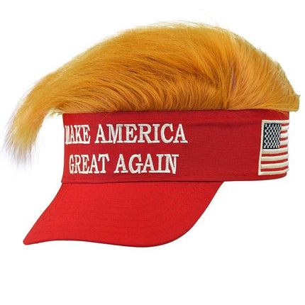 ZONNEKLEP MET PLUCHE HAAR "MAKE AMERICA GREAT AGAIN" van Widmann koop je bij Partywinkel
