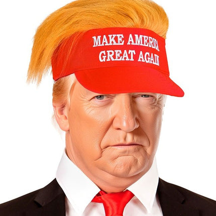 ZONNEKLEP MET PLUCHE HAAR "MAKE AMERICA GREAT AGAIN" van Widmann koop je bij Partywinkel
