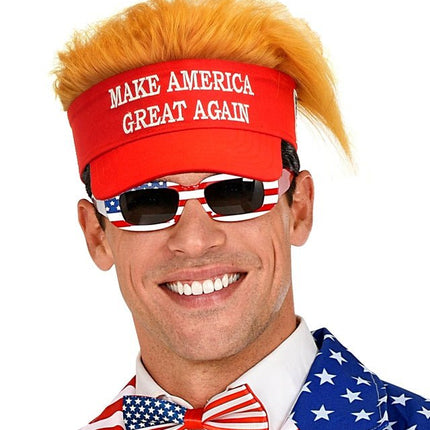 ZONNEKLEP MET PLUCHE HAAR "MAKE AMERICA GREAT AGAIN" van Widmann koop je bij Partywinkel