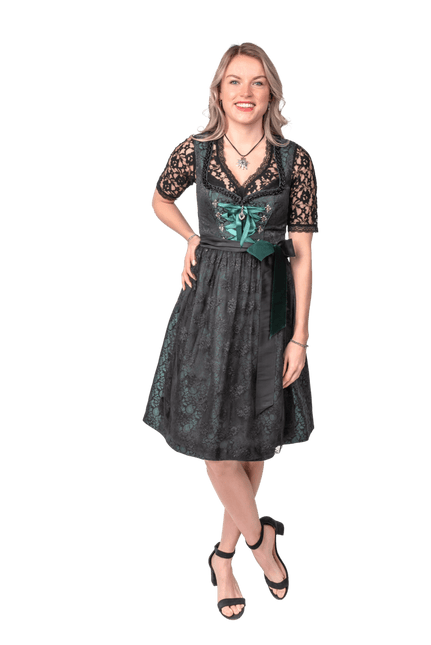 Zwart Groene Dirndl Jurk Oktoberfest Dames Jaquard van Haus Huberts koop je bij Partywinkel