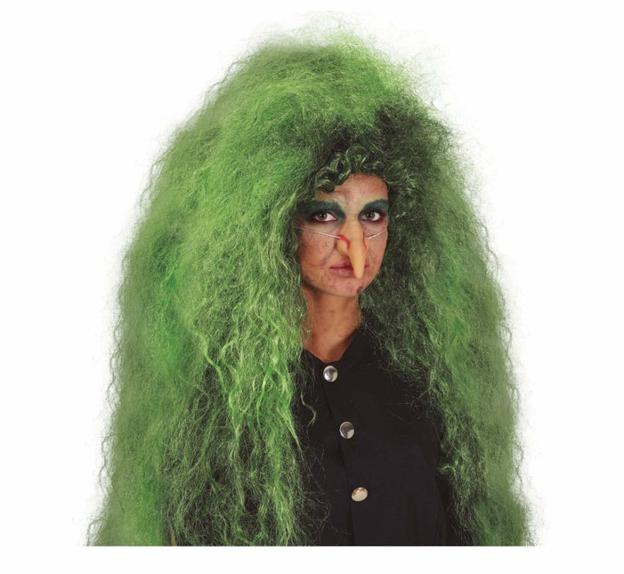 Zwart Groene Pruik Lang Haar van Fiestas Guirca koop je bij Partywinkel