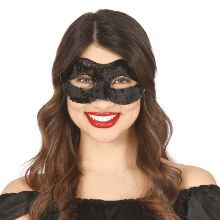 Zwart Masker Pailletten van Fiestas Guirca koop je bij Partywinkel