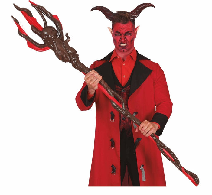 Zwart Rode Halloween Drietand 1,5m van Fiestas Guirca koop je bij Partywinkel