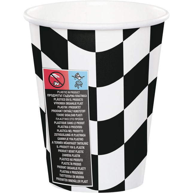 Zwart Witte Bekers Geblokt 256ml 8st van Creative Converting koop je bij Partywinkel