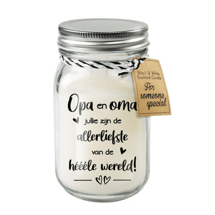 Zwart Witte Geurkaars Opa En Oma - Partywinkel - 8716764241802