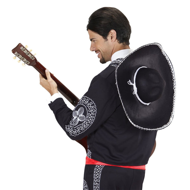 Zwart Witte Sombrero 55cm van Widmann koop je bij Partywinkel