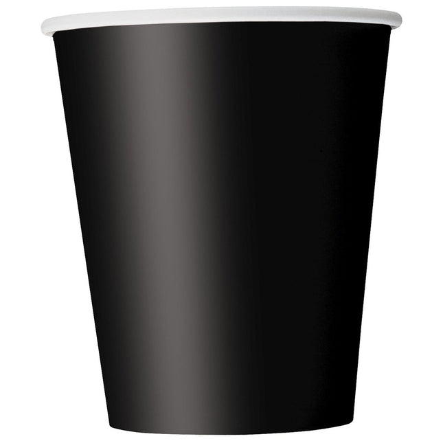Zwarte Bekers 266ml 14st van Unique koop je bij Partywinkel