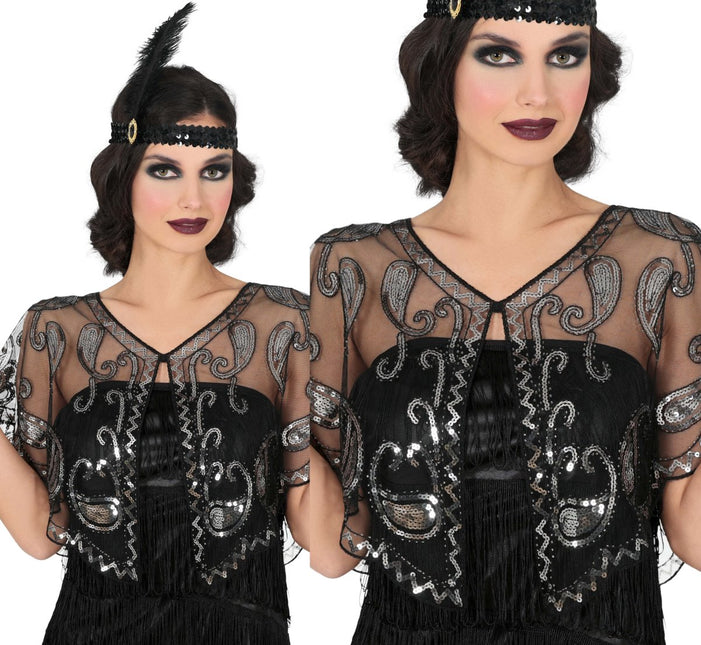 Zwarte Blouse Dames Transparant Met Pailletten van Fiestas Guirca koop je bij Partywinkel