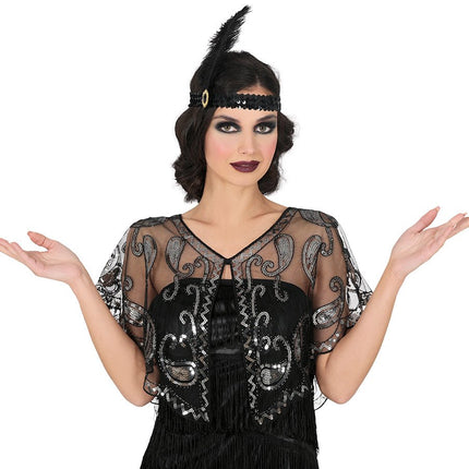 Zwarte Blouse Dames Transparant Met Pailletten van Fiestas Guirca koop je bij Partywinkel