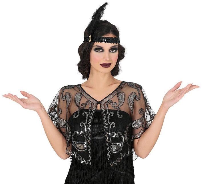 Zwarte Blouse Dames Transparant Met Pailletten van Fiestas Guirca koop je bij Partywinkel