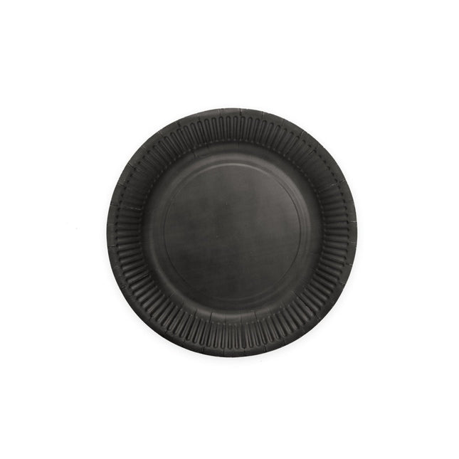 Zwarte Borden Papier 18cm 8st van WeFiesta koop je bij Partywinkel