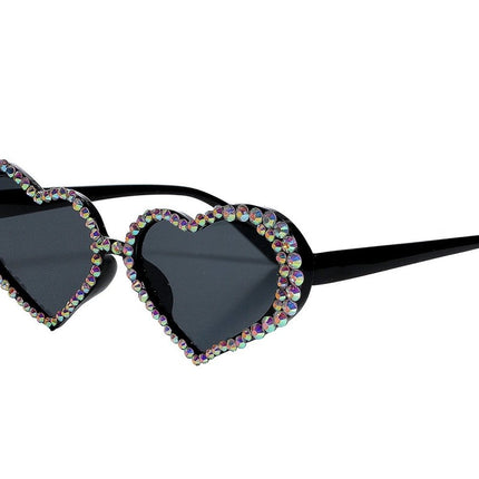 Zwarte Bril Hartjes Met Steentjes - Partywinkel - 8720059064793
