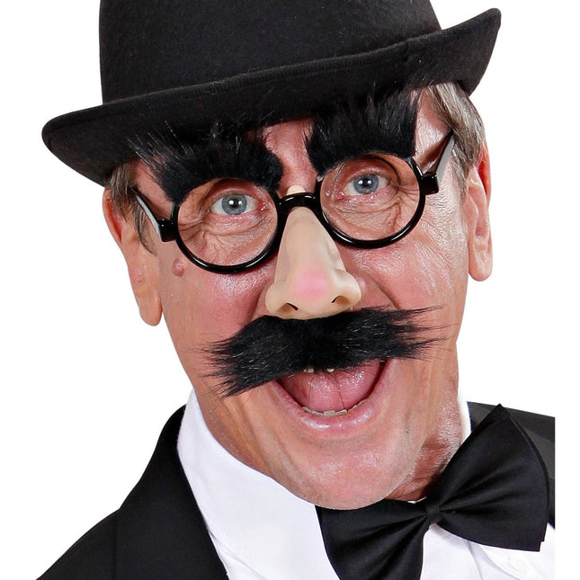 Zwarte Bril Met Neus, Snor En Wenkbrauwen van Widmann koop je bij Partywinkel