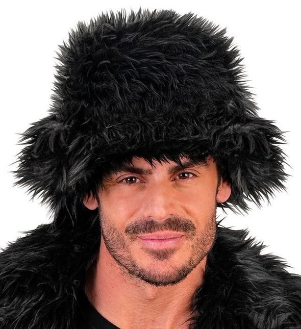 Zwarte Bucket Hat Pluche van Widmann koop je bij Partywinkel