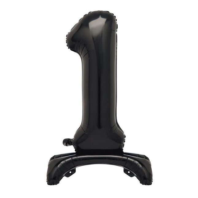 Zwarte Cijfer Ballon 1 Jaar Met Standaard 76cm van Unique koop je bij Partywinkel