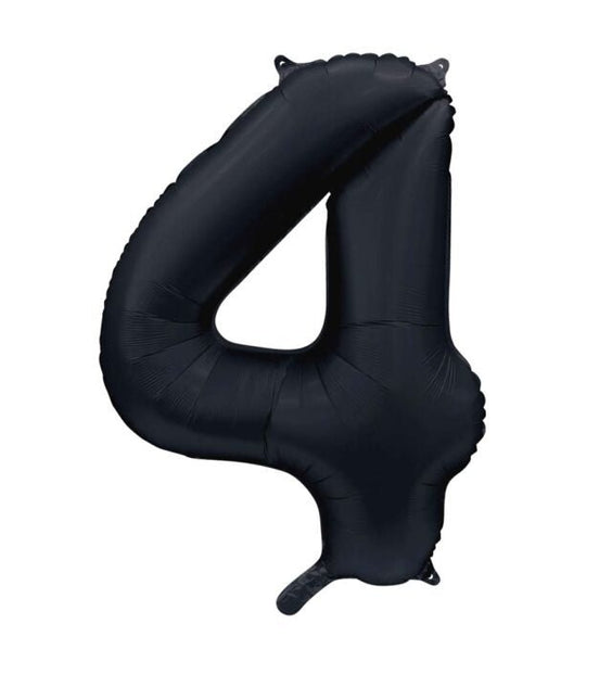 Zwarte Cijfer Ballon 4 Jaar Glans 86cm van WeFiesta koop je bij Partywinkel