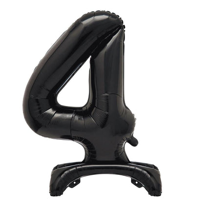 Zwarte Cijfer Ballon 4 Jaar Met Standaard 76cm van Unique koop je bij Partywinkel