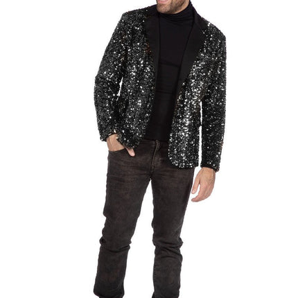 Zwarte Colbert Heren Pailletten van Wilbers & Wilbers koop je bij Partywinkel