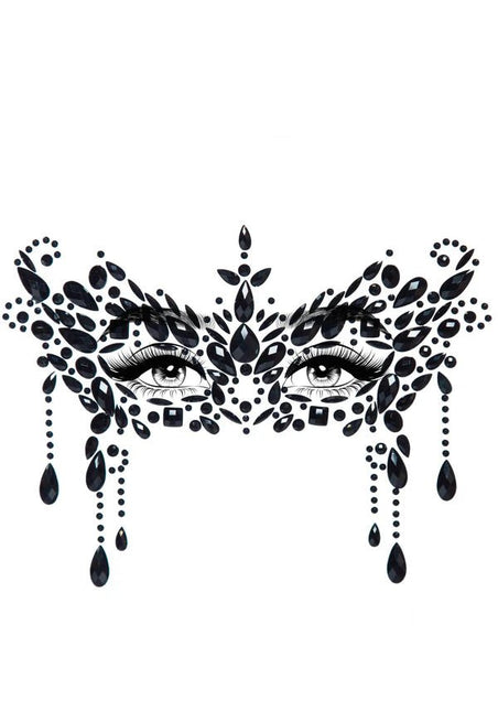 Zwarte Gezicht Stickers Masquerade Strass - Partywinkel - 714718550602