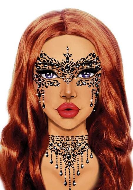 Zwarte Gezicht Stickers Masquerade Strass - Partywinkel - 714718550602
