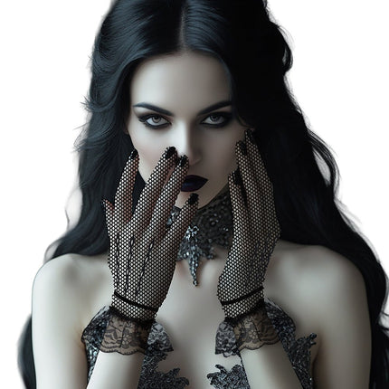 Zwarte handschoenen kant van Fiestas Guirca koop je bij Partywinkel