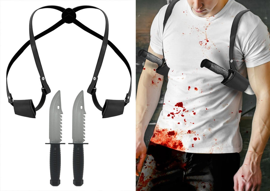 Zwarte Holster Messen 3 delig van Fiestas Guirca koop je bij Partywinkel