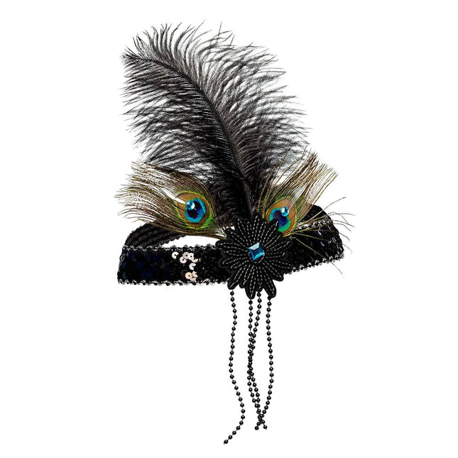 Zwarte Hoofdband Pailletten - Partywinkel - 8712026643506