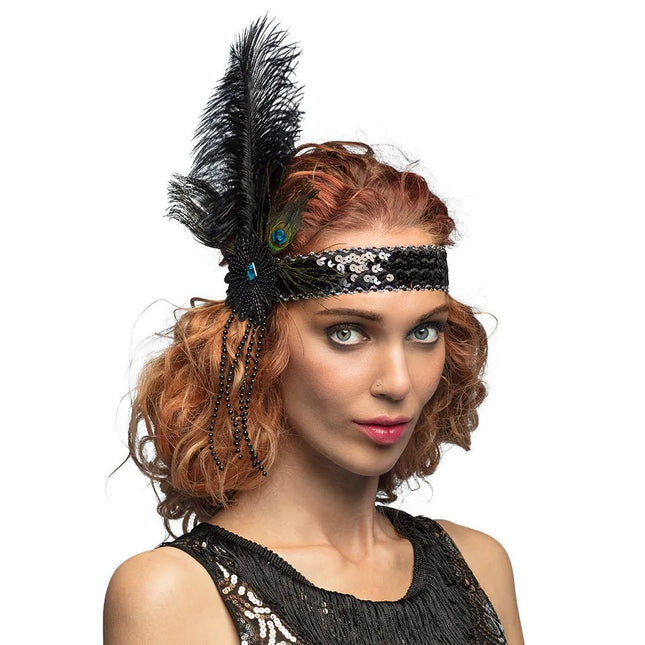 Zwarte Hoofdband Pailletten - Partywinkel - 8712026643506