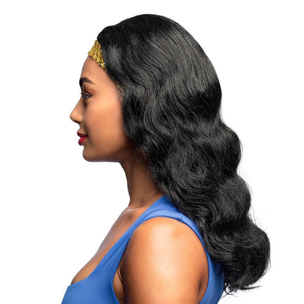 Zwarte Pruik Met Haarband van Boland koop je bij Partywinkel