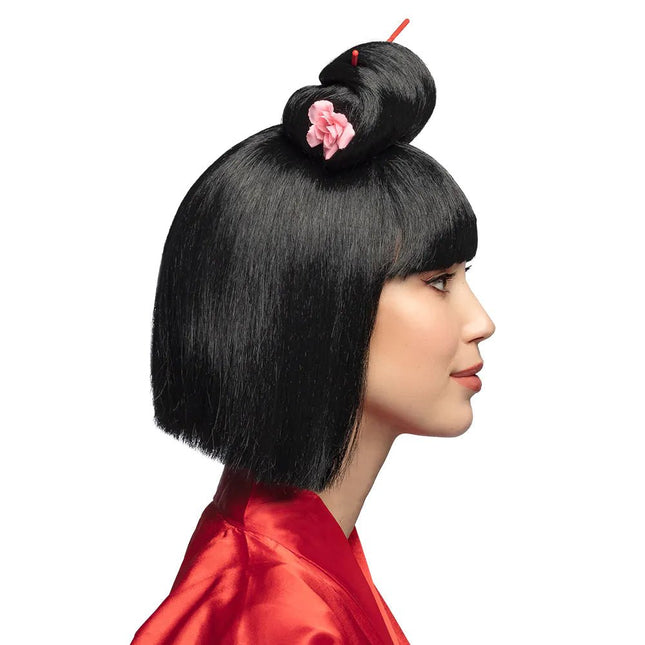 Zwarte Pruik Met Stokjes van Boland koop je bij Partywinkel