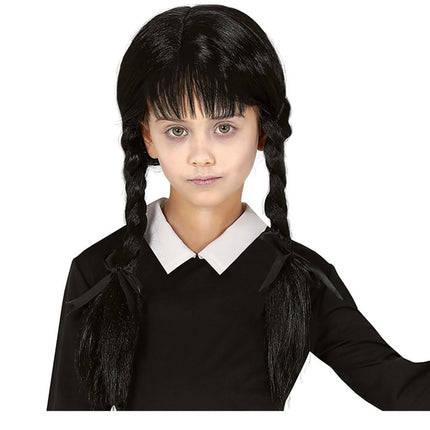 Zwarte Pruik met Vlechten Kind van Fiestas Guirca koop je bij Partywinkel