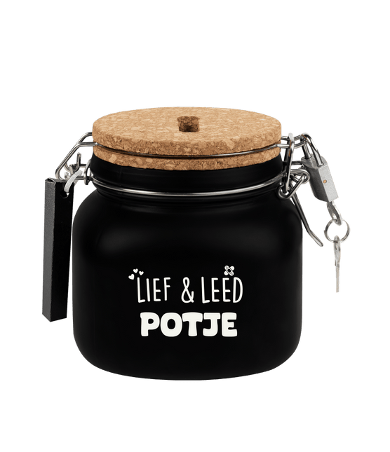 Zwarte Spaarpot Lief En Leed 12,5cm van Paper Dreams koop je bij Partywinkel