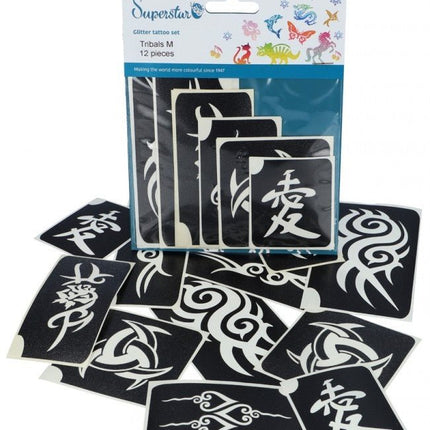Zwarte Tattoo Stencil Tribal 12st van Superstar koop je bij Partywinkel