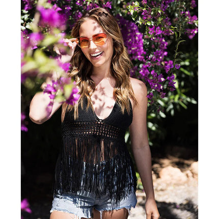 Zwarte Top Dames Franjes van Boland koop je bij Partywinkel