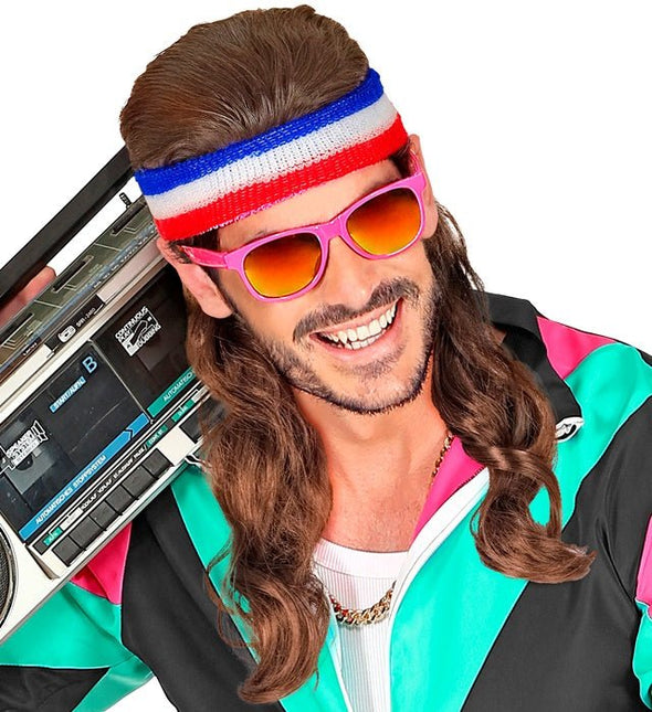 Zweetband Met Haar, Rood/Wit/Blauw van Widmann koop je bij Partywinkel