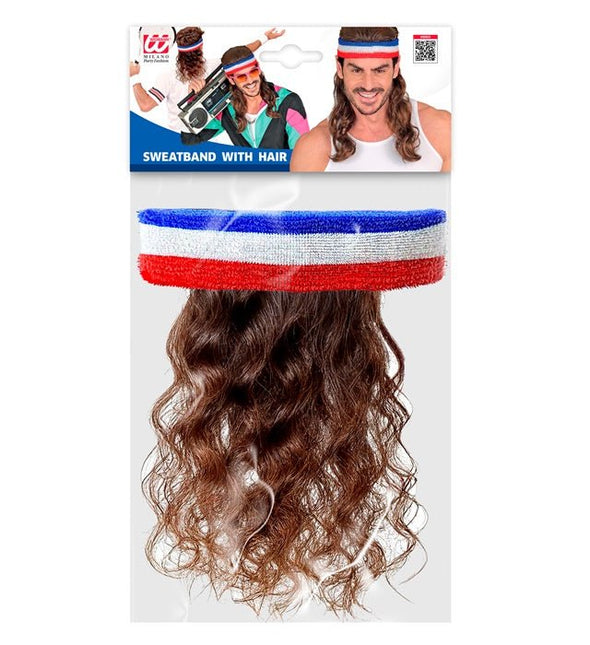 Zweetband Met Haar, Rood/Wit/Blauw van Widmann koop je bij Partywinkel