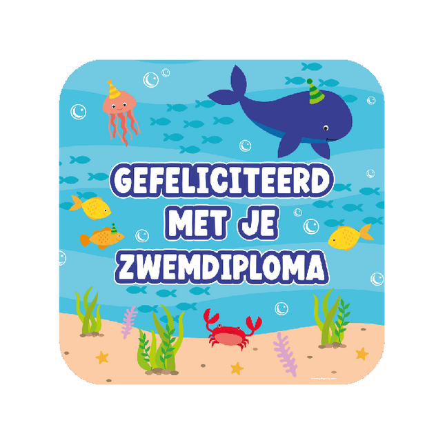 Zwemdiploma Deurbord 50cm - Partywinkel - 8716764245794
